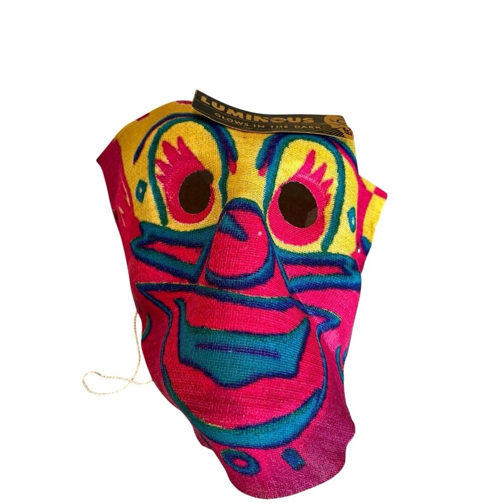 Halloween Mask Gauze Luminous Mask Glow-in-the-Dark Clown Monster NOS With Tags